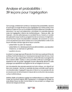 Analyse et probabilités : 39 leçons pour l'agrégation
