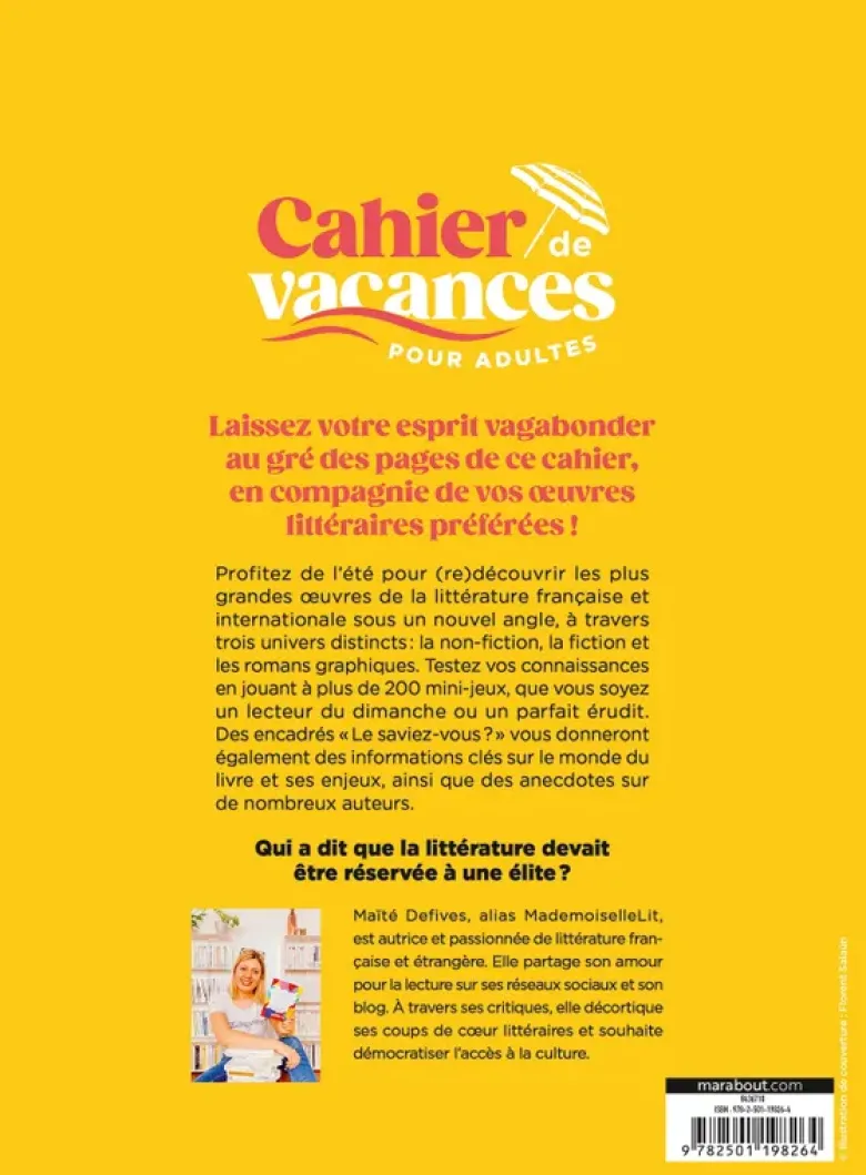 Cahier de vacances Littérature