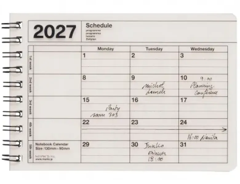Calendrier 2027 - XS