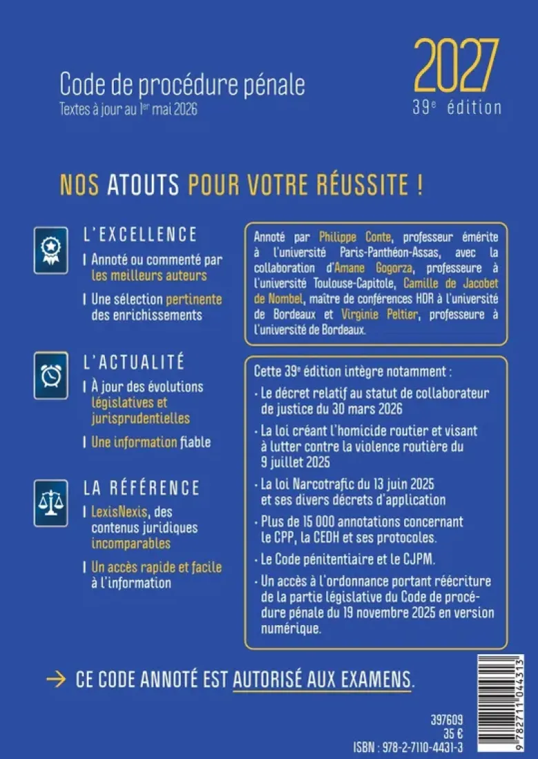 Code de procédure pénale 2027 JaquettePanthère