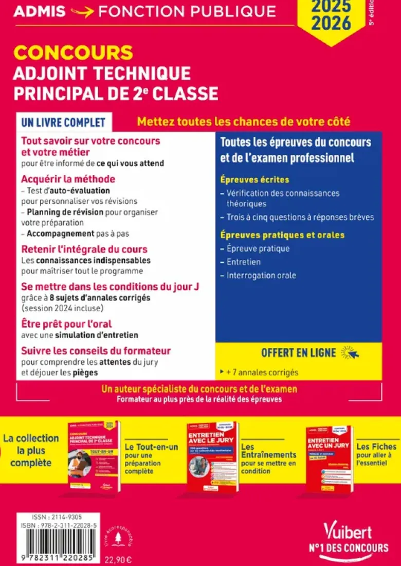 Concours Adjoint technique principal de 2e classe - Catégorie C - Tout-en-un - Annales 2024 incluses