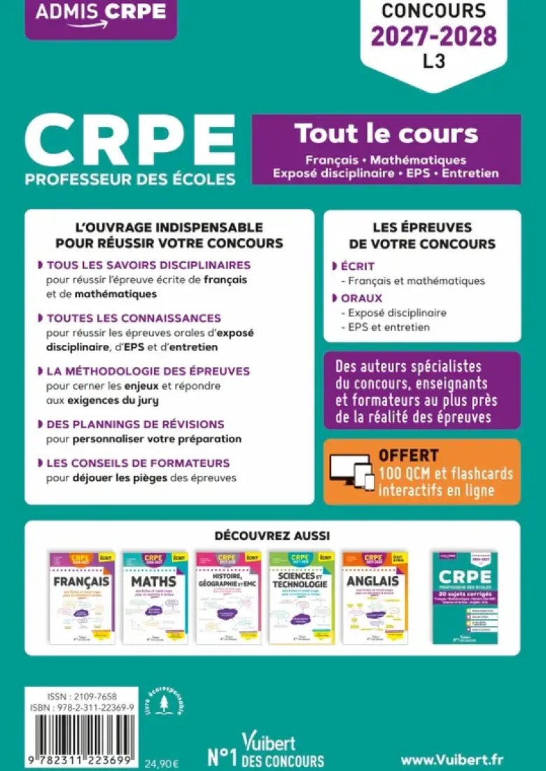 CRPE 2027-2028 - L3 - Tout le cours : épreuves écrites et orales
