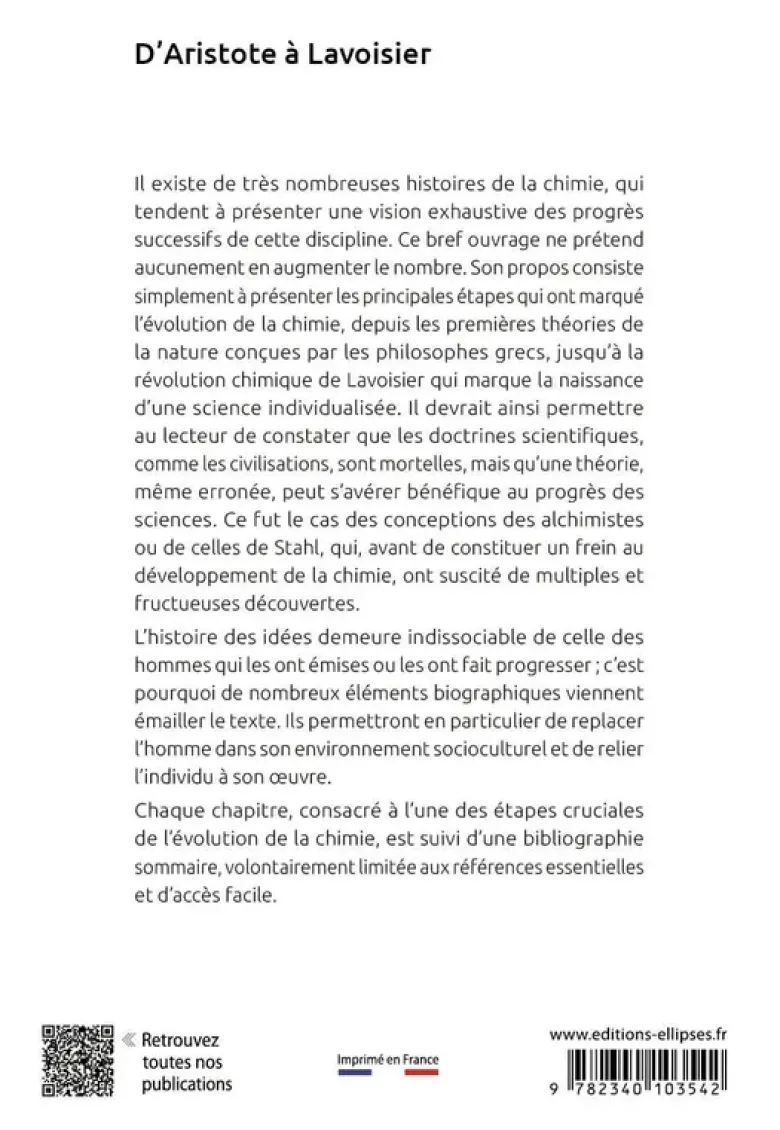 D'Aristote à Lavoisier - Les étapes de la naissance d'une science