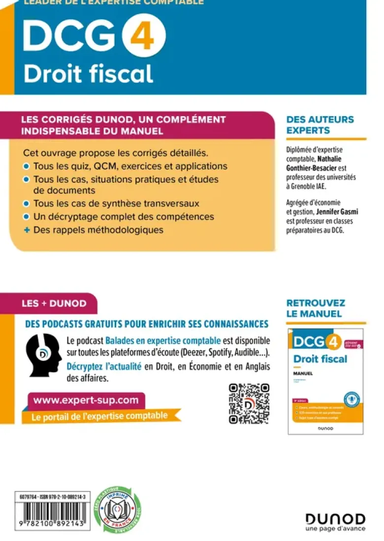 DCG 4 - Droit fiscal - Corrigés - Réforme 2026-2027