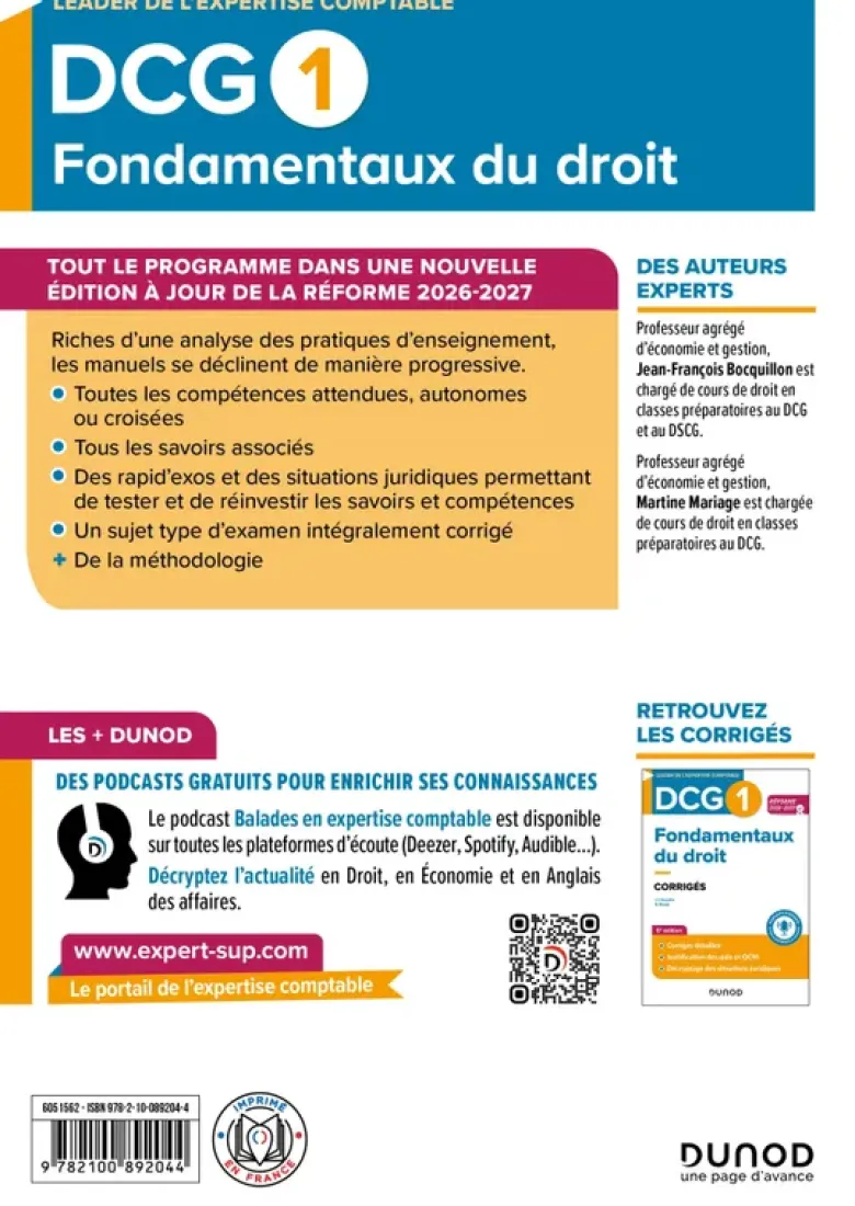 DCG 1 - Fondamentaux du droit - Manuel - Réforme 2026-2027
