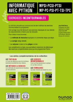 Informatique avec Python - Exercices incontournables - MPSI-PCSI-PTSI-MP-PC-PSI-PT-TSI-TPC - 3e éd.