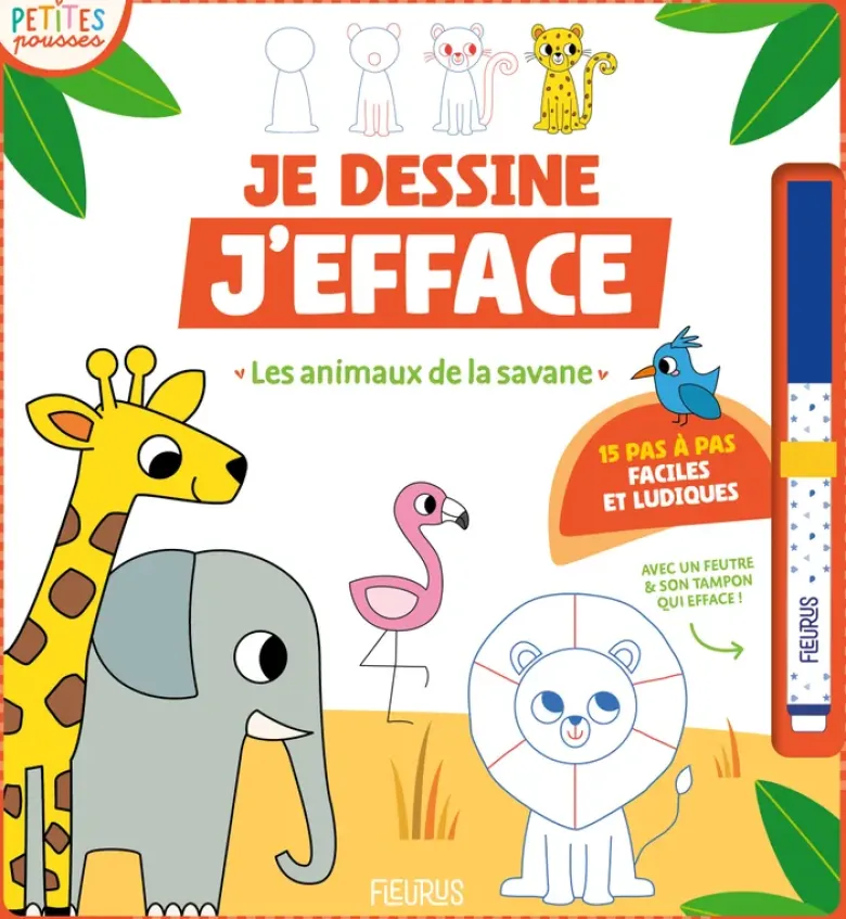 Je dessine j'efface - Les animaux de la savane