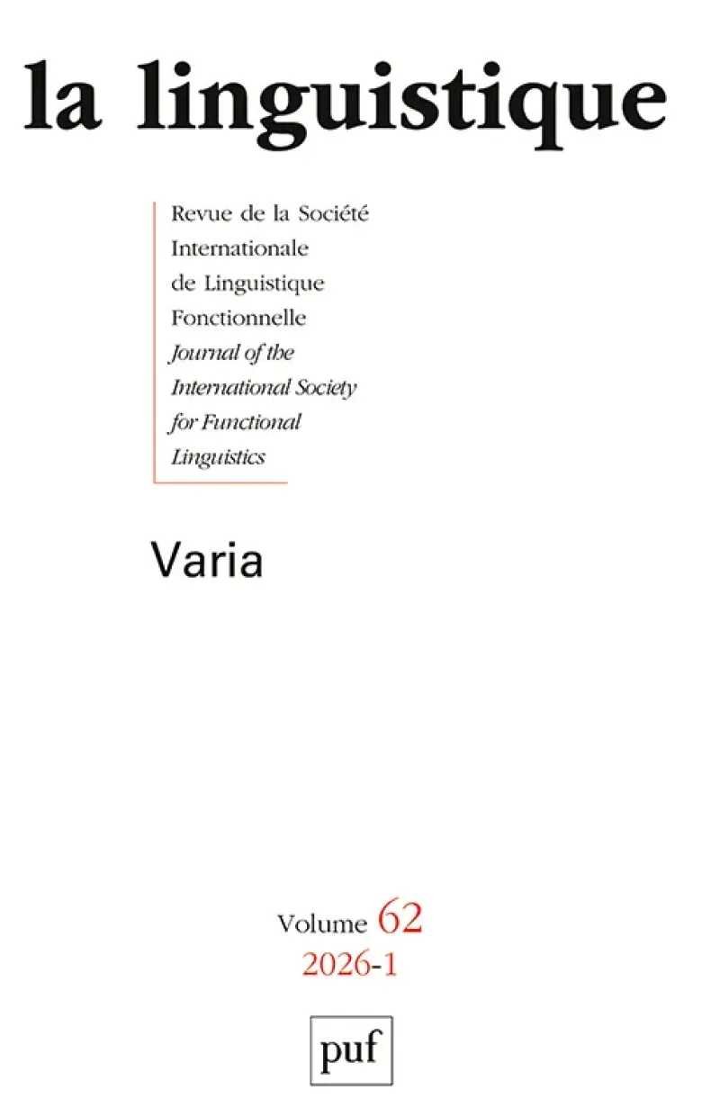 La linguistique 2026, VOL. 62(1)