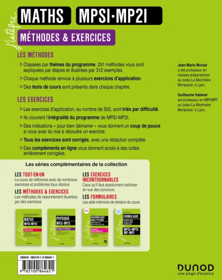 Maths MPSI-MP2I - Méthodes et Exercices - 6e éd.
