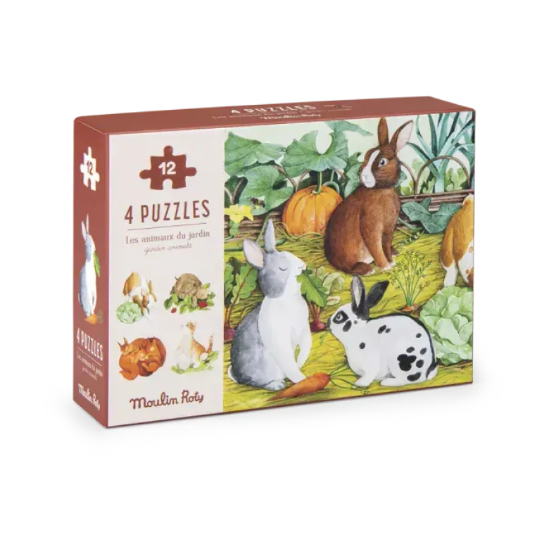 4 mini puzzles des animaux (4x12 pièces)