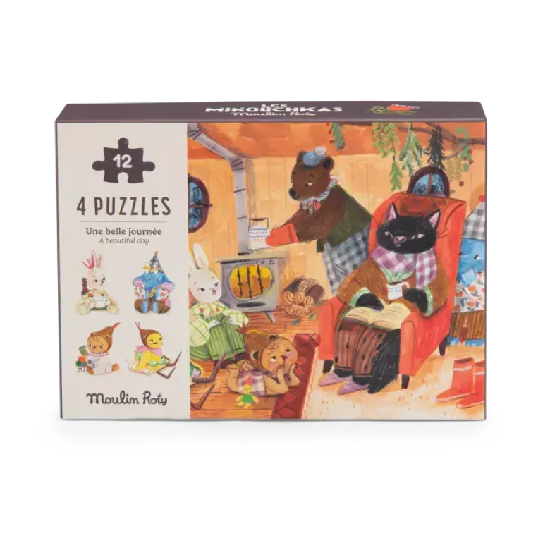 4 Mini Puzzle Une Belle Journée 4x12 Pièces