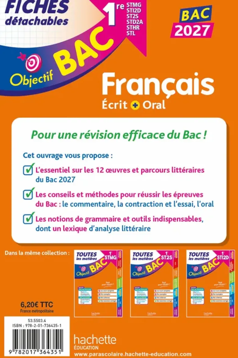 Objectif BAC 2027 Fiches détachables Français 1res STMG - STI2D - ST2S - STL - STD2A - STHR