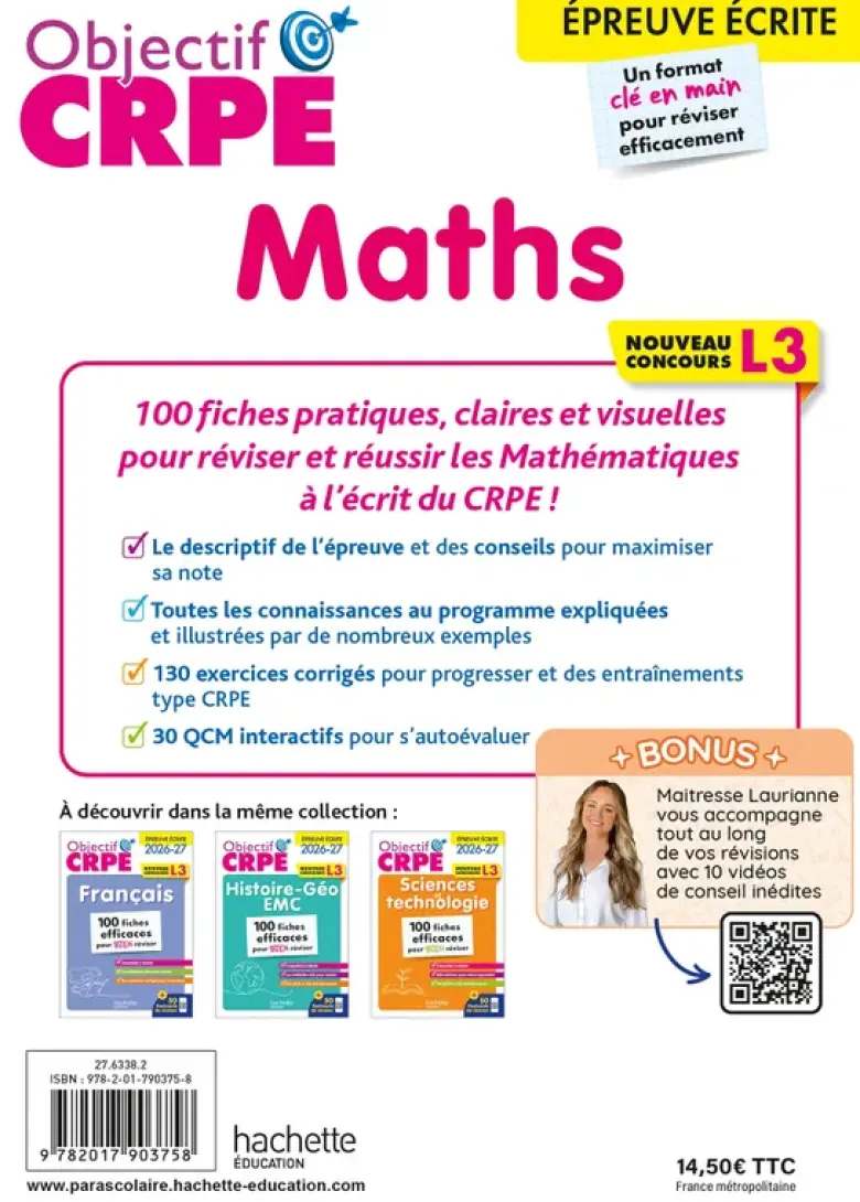 Objectif CRPE 2026 - Maths - 100 fiches pour bien réviser- ép. écrite d'admissibilité L3
