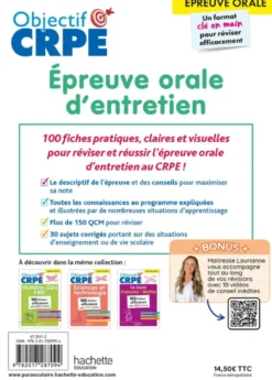 Objectif CRPE 2026 - Épreuve orale d'entretien - 100 fiches pour bien réviser - épreuve orale M2/L3