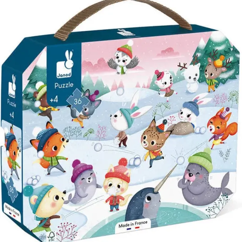 Puzzle 36 pcs - Bataille de boules de neige