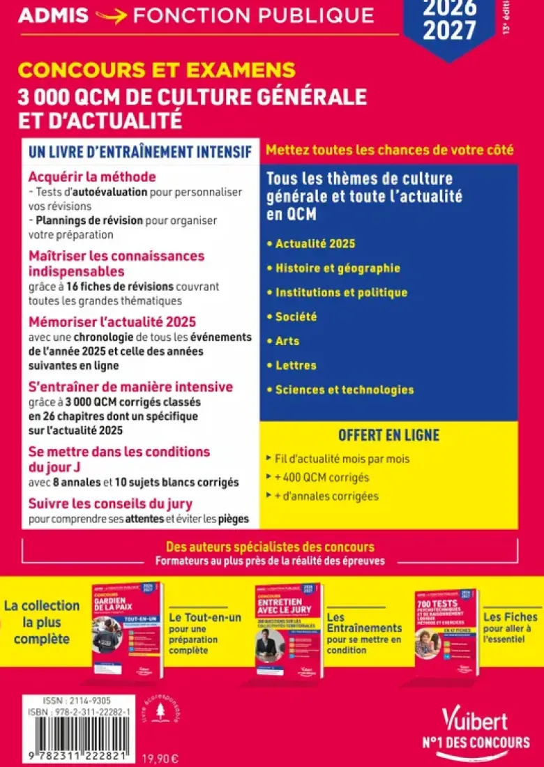 3000 QCM de culture générale et d'actualité - Méthode et entraînement - Concours 2026-2027