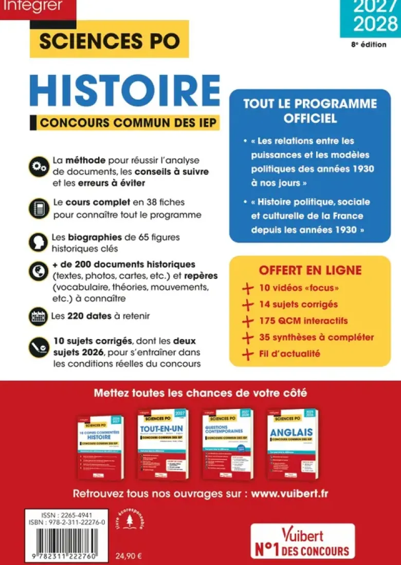 Sciences Po - Histoire - Concours commun des IEP 2027-2028