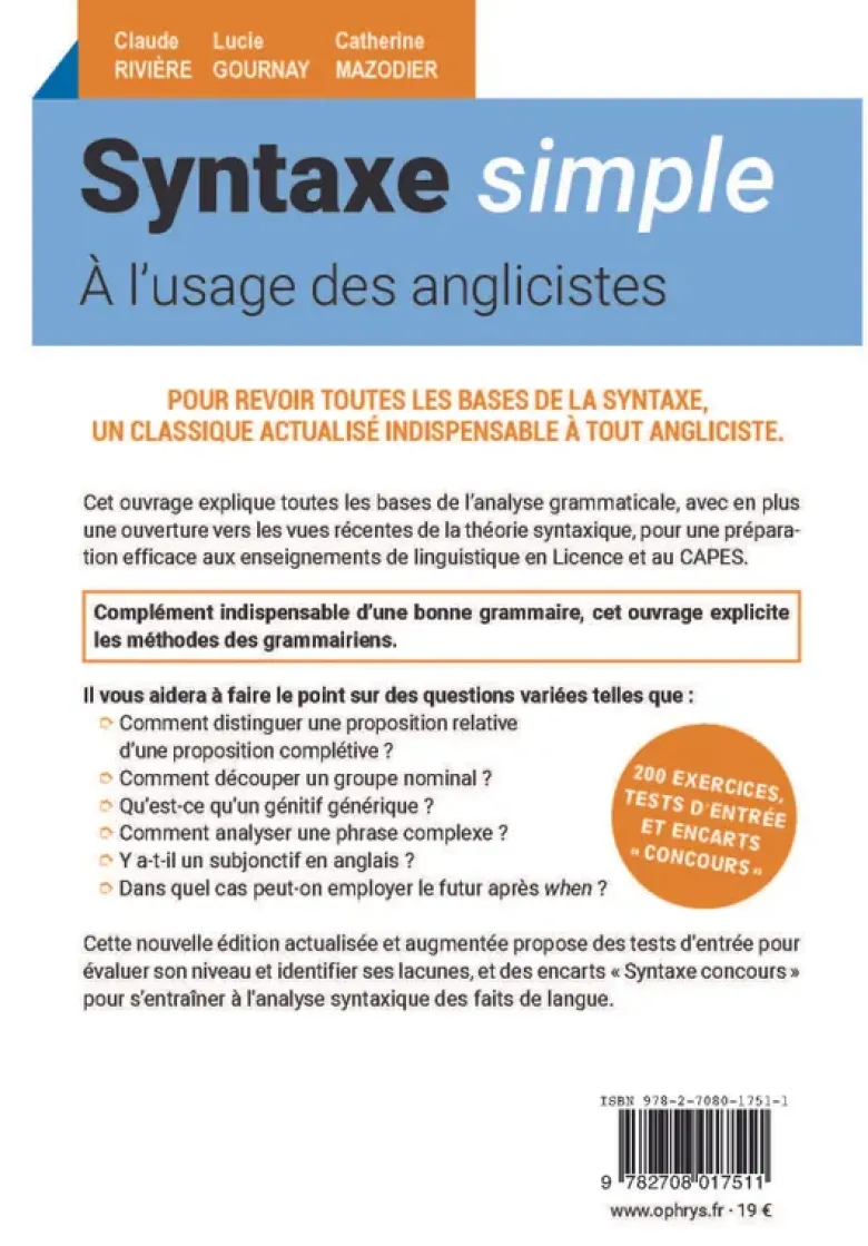 Syntaxe simple - À l'usage des anglicistes - 5e éd.