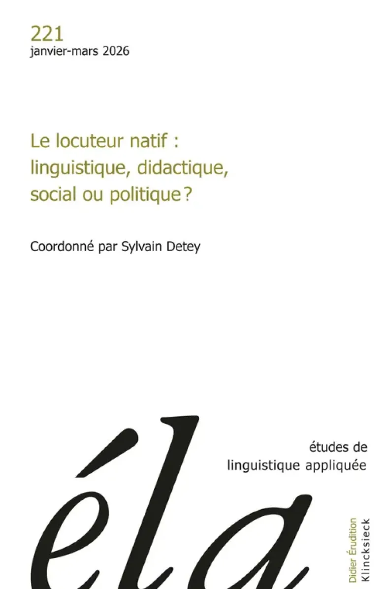 Études de linguistique appliquée - n°1-2026